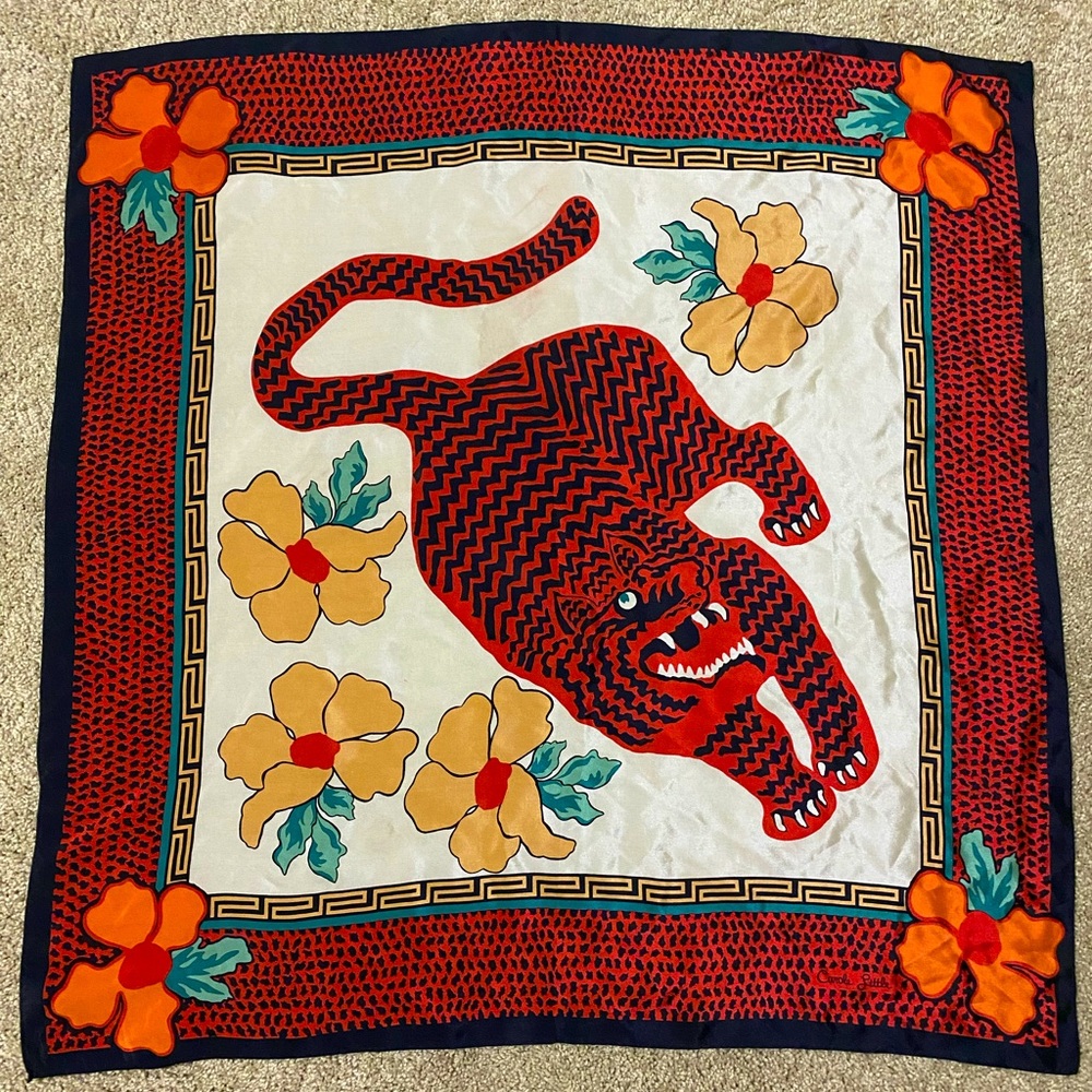 Carole Little Silk Multi-Colored “Tiger” Scarf